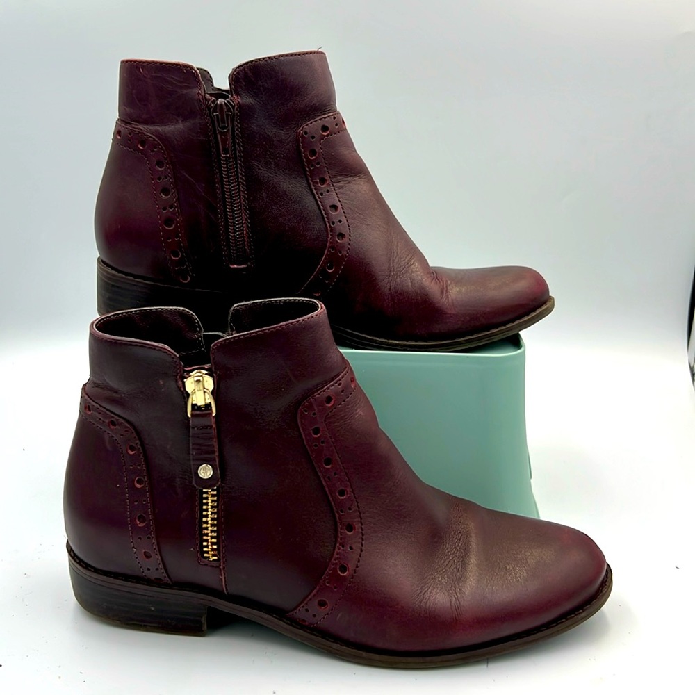 Giani Bernini Women Block Heel Zip Up Ankle Booties Nieve Brown Women’s 7.5 Boho